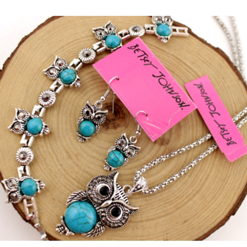 Betsy Johnson Turquoise Owl Jewelry set